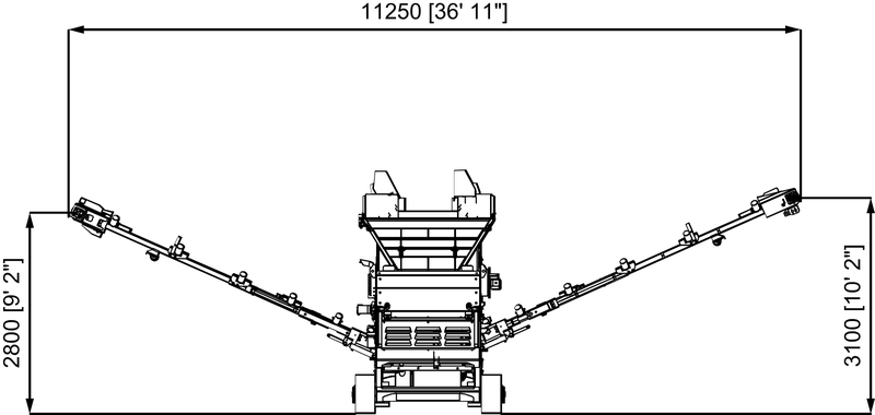 Anaconda working drawing of the DF410, with dimensions