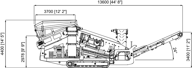 Anaconda working drawing of the DF514, with dimensions