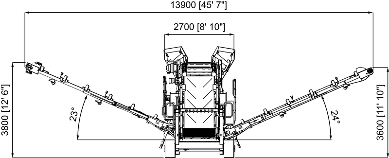 Anaconda working drawing of the DF514, with dimensions