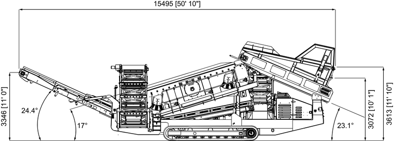 Anaconda working drawing of the DF518, with dimensions