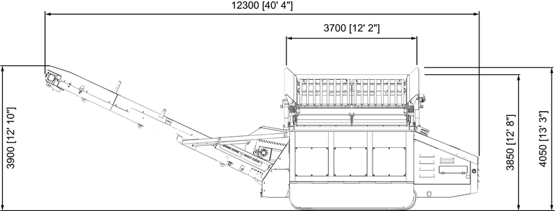 Anaconda working drawing of the FSL100, with dimensions