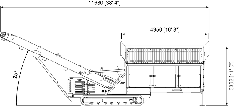 Anaconda working drawing of the FTR100, with dimensions