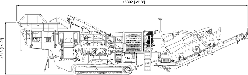 Anaconda working drawing of the I14R, with dimensions