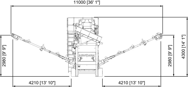 Anaconda working drawing of the SR410, with dimensions