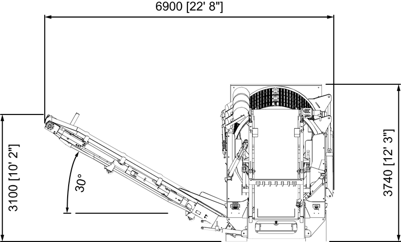 Anaconda working drawing of the TD620, with dimensions