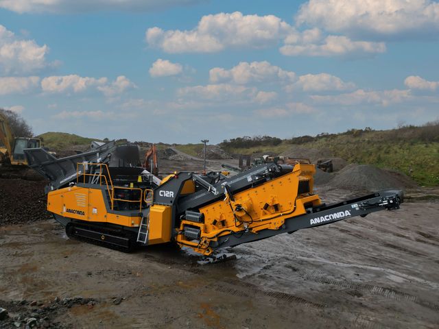 Anaconda C12R closed-circuit cone crusher on a job site