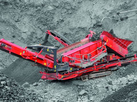 Manufacturer photo, not this unit: An 883+ scalping screener working in a quarry